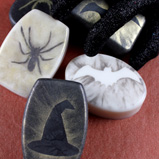 Halloween Soap made with stenciled Halloween clipart form Bramble Berry